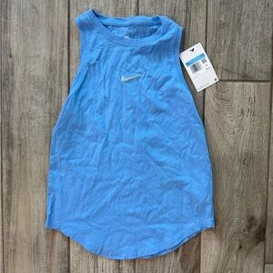Nike Girls Light Blue Sleeveless Tank Top with Swoosh